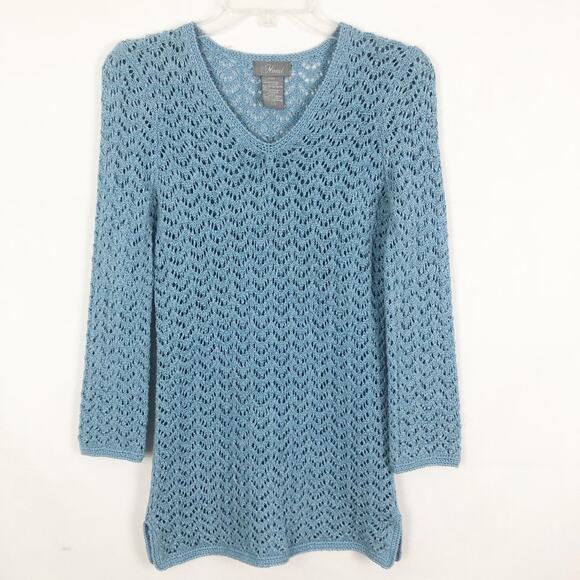 Nomi Open Knit Pullover Knit Blue Sweater Size Small - Picture 1 of 9